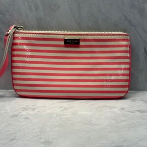 Kate Spade Vibrant Pink and Cream Striped Clutch